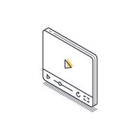 Isometric line icon of a multimedia player interface with simple design elements vector