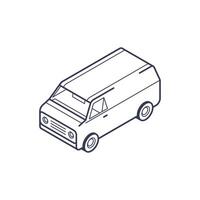 Stylized isometric line icon of a delivery van showcasing modern design elements vector
