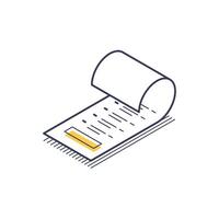 Modern isometric line icon of a receipt check for digital documentation tasks vector