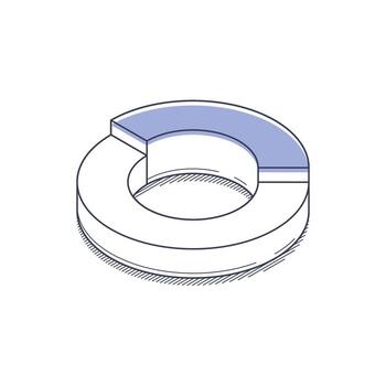 Isometric line illustration of a colorful doughnut-shaped design element for creative projects vector