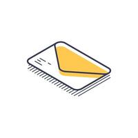 Isometric line icon of an envelope showcasing design in digital illustration vector