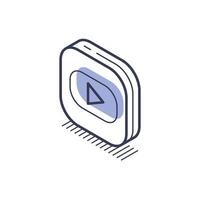 Modern isometric line icon of play button designed for digital interfaces and applications vector