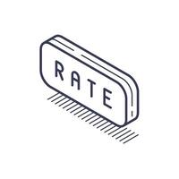 Isometric line icon representing a rating button with clear text for user feedback vector