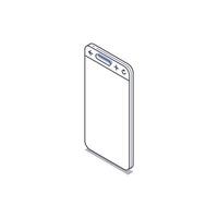 Isometric line icon depicting a smartphone with a sleek design and outline vector