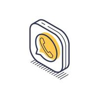 Modern isometric line icon of a call symbol for communication and connectivity vector