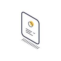 Isometric line icon representing an ID card design in modern style for infographics vector