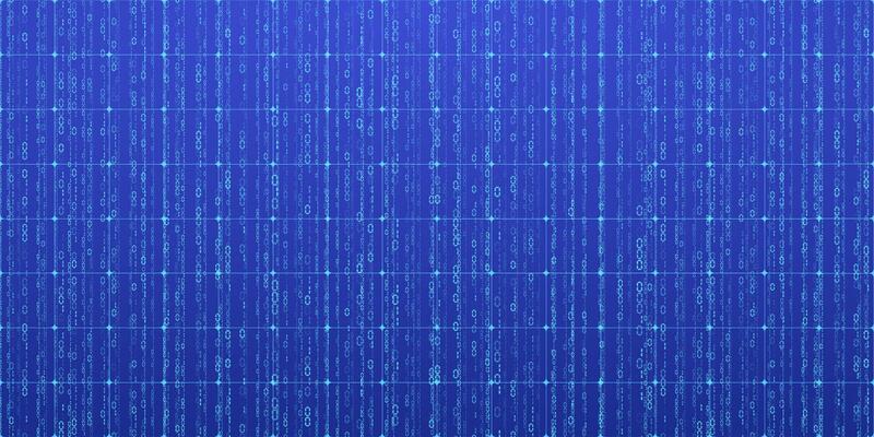 Abstract falling digits. Digital code rain in a Matrix inspired futuristic style. Blue futuristic cyberspace. illustration