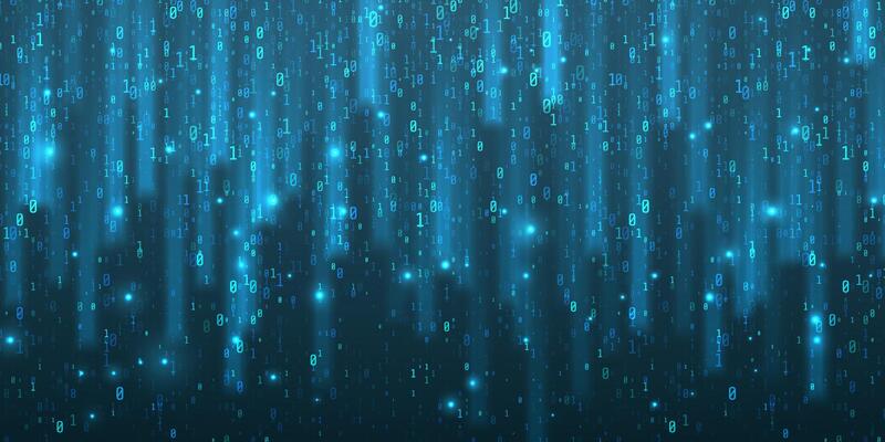 Abstract falling digits. Digital data technology concept. Blue futuristic cyberspace.