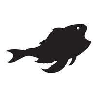 Silhouette Exotic Fish Swimming Unique Marine Creature Icon Black Fish Isolated Illustration Aquatic Life Symbol Ocean Wildlife vector