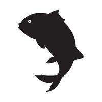 Black Fish Silhouette Simple Cartoon Style Minimalist Design Iconic Shape Graphic Illustration Art Bold Contrast Playful Marine Creature vector