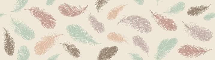 Feathers pattern, Hand drawn sketch style vector