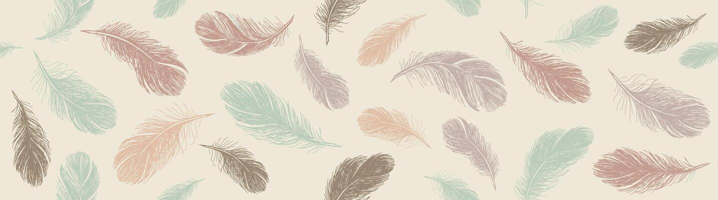 Feathers pattern, Hand drawn sketch style