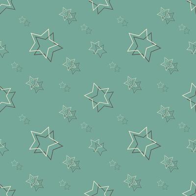 Stars pattern, white contour stars on blue background.