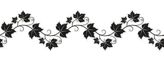 Elegant ornament grapevine. Seamless brush, pattern, isolated on white background. vector