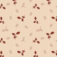 Pattern with coffee beans and branches with coffee fruits. vector