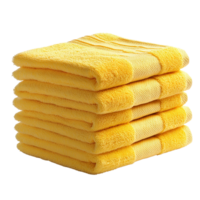 Stack of yellow towels isolated on transparent background png