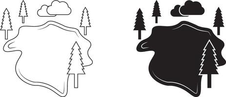 outline silhouette lake icon set vector