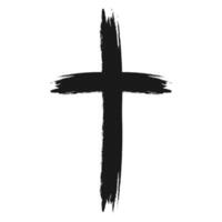 Bold Grunge Cross Brush Stroke, Religious cross with rough edges vector