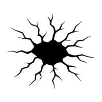 Realistic Black Crack Hole Jagged Fracture, Lines Cracked sharp edges vector