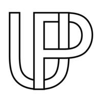 Logo sign up pu icon, double letters logotype u p vector