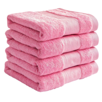 Stack of pink towels isolated on transparent background png
