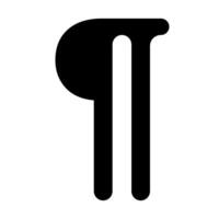 Classic pilcrow paragraph mark, black on white. Simple, graphic element vector