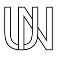 Logo sign un nu icon, double letters logotype u n vector