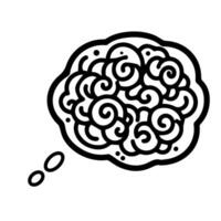 Whimsical Doodle Thought Bubble with Swirly Brain Lines vector