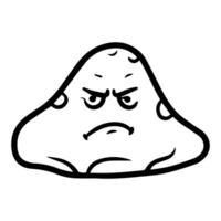 Funny evil pimple cartoon, angry acne blob with grumpy face vector