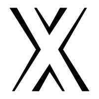 Bold Symmetrical X Shape, Letter X Double Line Art Style vector