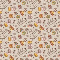 Vintage banner with floral illustration, seamless repeating floral background, retro design with repeating pattern of flowers and leaves. vector
