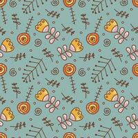 A summer pattern of flowers and doodles. Simple modern drawing. Floral texture for textiles and fashion design. vector