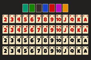 Cartoon Full deck of playing cards. Set with isolated cards for Poker or Solitaire game UI. Cartoon full deck of cards. Each card on a separate layer vector