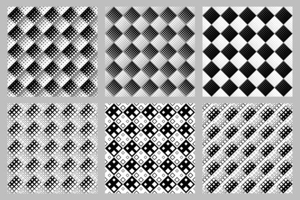 Seamless monochrome square pattern background set