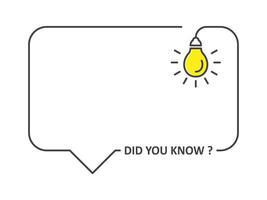 did you know blank template speech bubble with light bulb vector