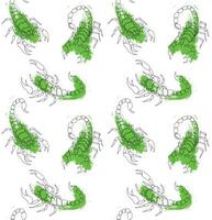 a pattern with green scorpions on it vector