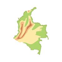 green live area colombia map with regions and states isolated on white background vector