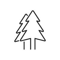 a line drawing of two pine trees vector