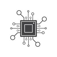 a black and white image of a computer chip vector