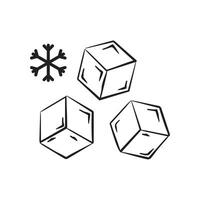 ice cubes with snowflake illustration vector