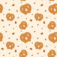 flat design seamless pattern with pretzels and nuts vector