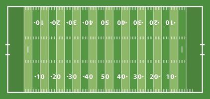 flat green american football field with the numbers on it vector