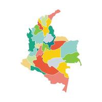 flat colombia map with regions and states isolated on white background vector