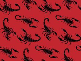 scorpion seamless pattern on red background vector