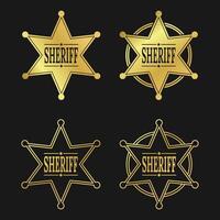sheriff badge set with gold star on black background vector
