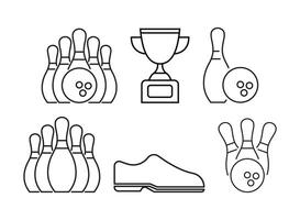 bowling line icons set illustration vector