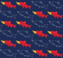 a pattern with salmon fish on it vector