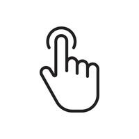a black and white illustration of a hand pointing to a button vector
