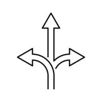 flexibility icon black and white line drawing of three arrows pointing in different directions vector