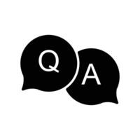 two black and white speech bubbles with the word q and a vector